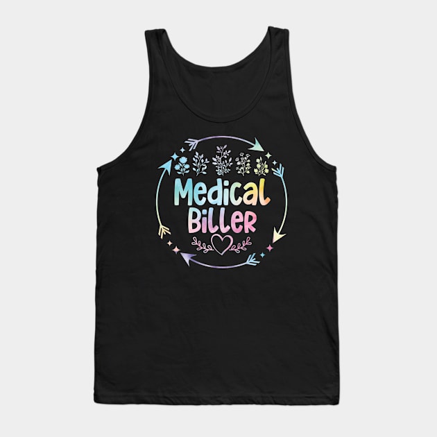 Medical Biller Medical billing specialist cute floral watercolor Tank Top by ARTBYHM